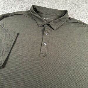 7‎ DIAMONDS Polo Shirt Mens XXL Olive Core Short Sleeve Striped Tech Golf Travel